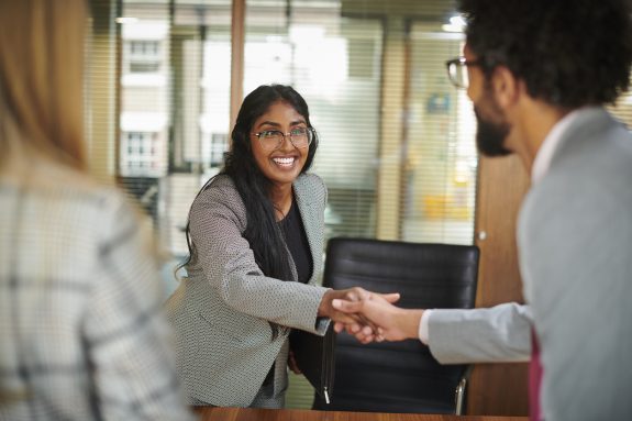 young graduate keen to impress at her first interview